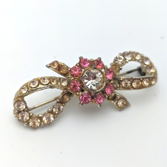 Pink Rhinestone Vintage Brooch - Picture 3 of 10